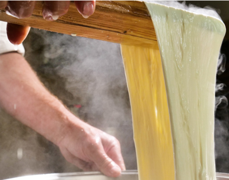 Italian pasta filata in making